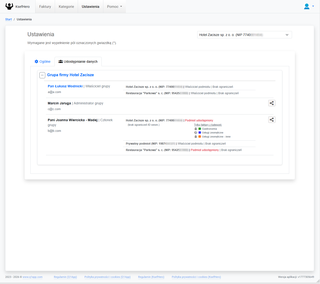 KsefHero - demo systemu - udostępnianie faktur